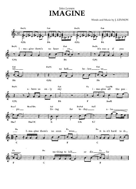 Imagine Piano Vocal Guitar Sheet Original Sheet Music Edition PDF