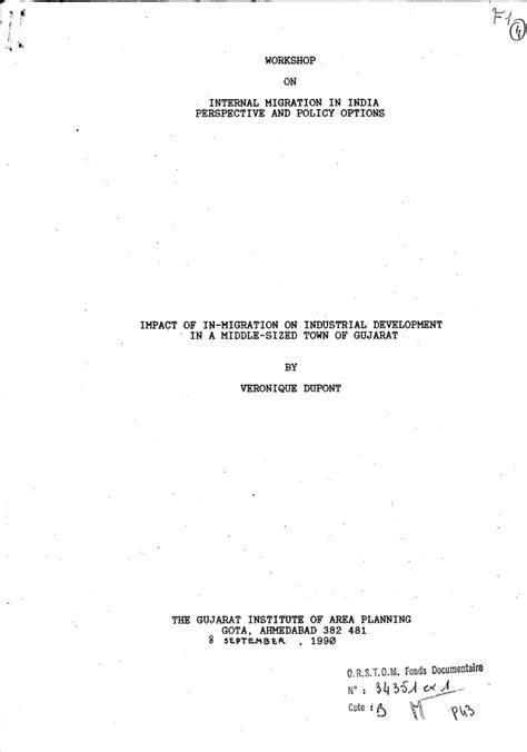 Impact of In-Migration on Industrial Development in a Middle-Sized Town of Gujarat Kindle Editon