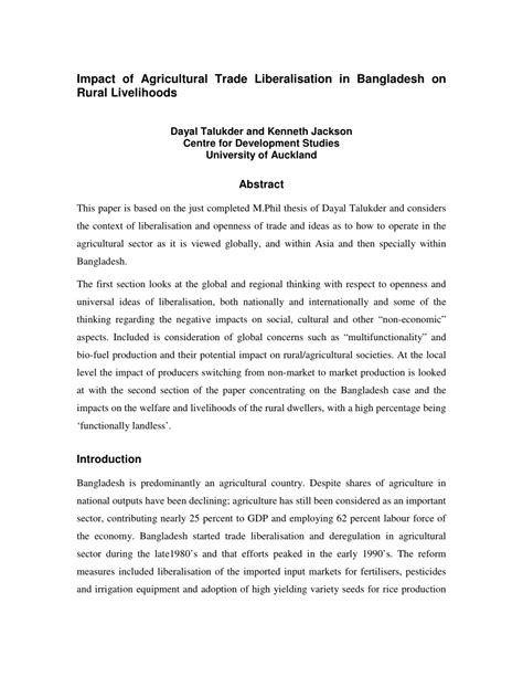 Impact of Liberalisation and Globalisation on Rural Livelihoods Proceedings of the National Seminar PDF