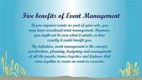 Importance and Benefits of Event Management