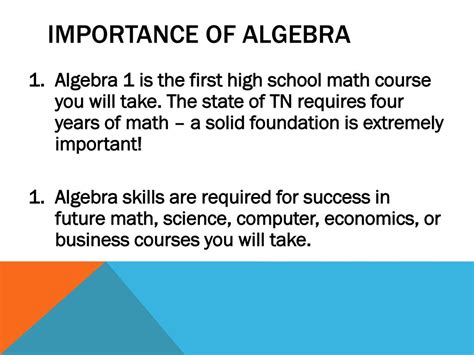 Importance of Algebra 1