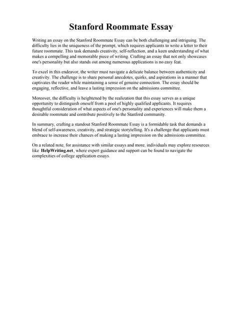 Importance of the Stanford Roommate Essay