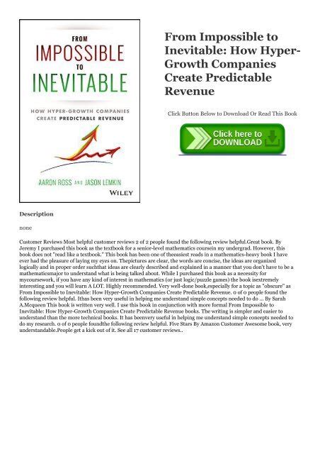 Impossible Inevitable Hyper Growth Companies Predictable Epub