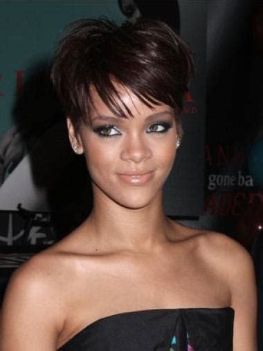 Impressive Auburn Straight Cropped Rihanna Wigs