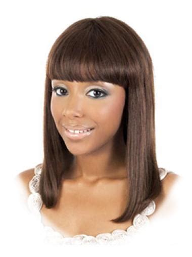 Impressive Brown Straight Shoulder Length African American Wigs