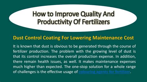 Improved Fertilizer Quality: