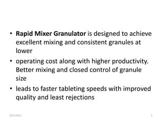 Improved granule size control: