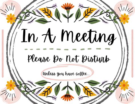 In A Meeting Sign For Office Door Printable