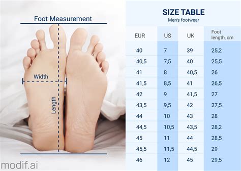 Inches Foot Size Chart