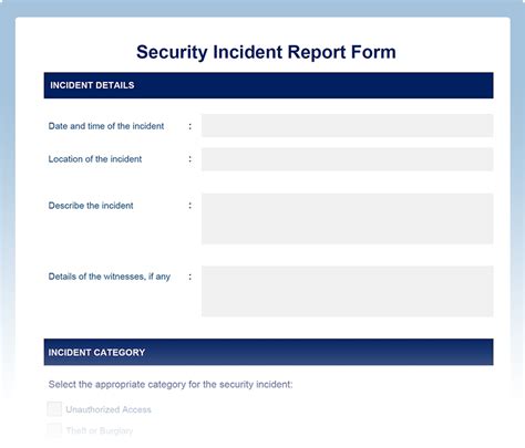 Incident Report Template Free Download