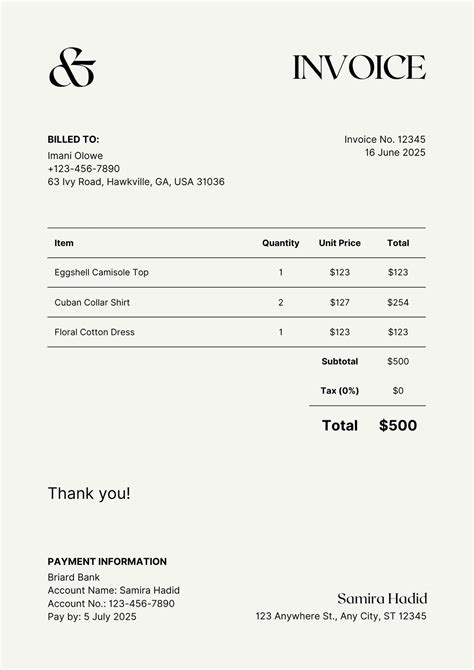 Incoice Printable