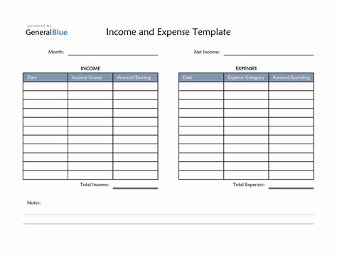 Income And Expenses Template