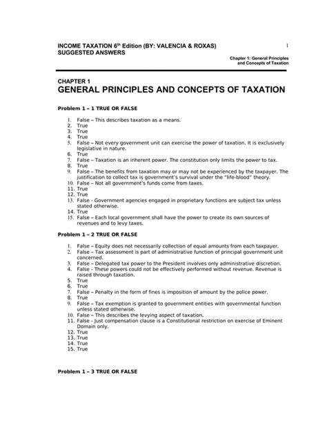 Income Taxation Valencia Answer Key Reader