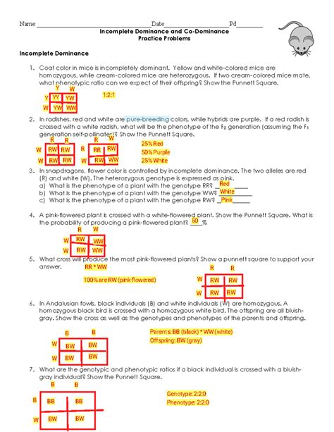 Incomplete And Codominance Worksheet Answer Key Kindle Editon