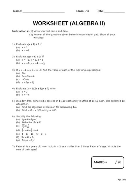 Increase Your Vocabulary Algebra 2 Worksheet Answers Reader