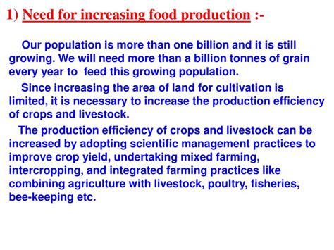 Increasing Food Production: