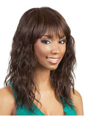 Incredible Auburn Wavy Shoulder Length African American Wigs