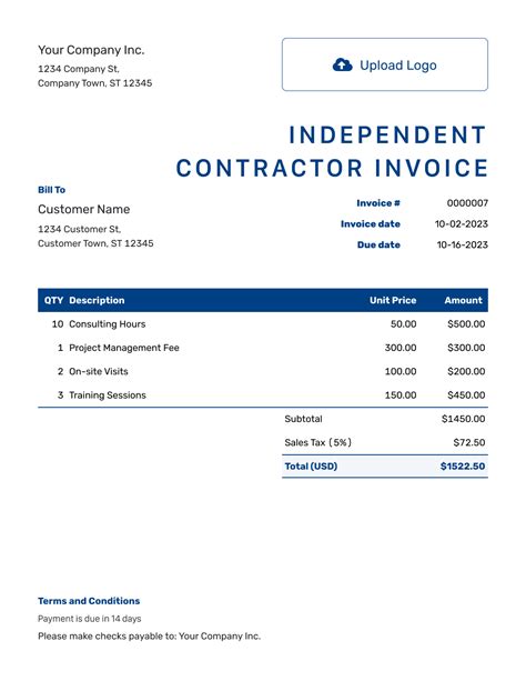 Independent Contractor Invoice Templates
