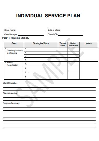 Individualized Service Plan Template