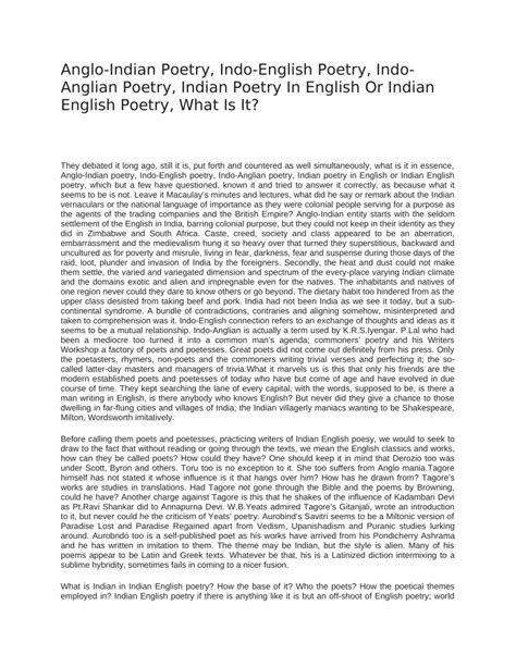 Indo-English Poetry Selections PDF