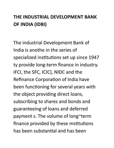 Industrial Development Bank of India An Analysis of Its Working Kindle Editon