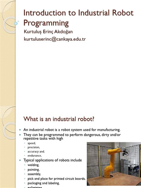 Industrial Robot Programming PDF: Elevate Your Manufacturing Capabilities