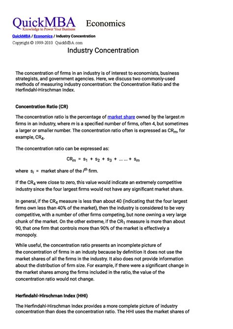 Industry Concentration: