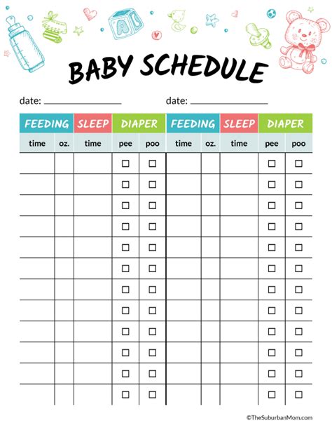 Infant Daily Schedule Template