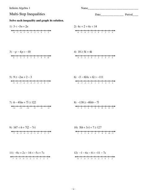 Infinite Algebra 1 One Step Inequalities Answers Doc