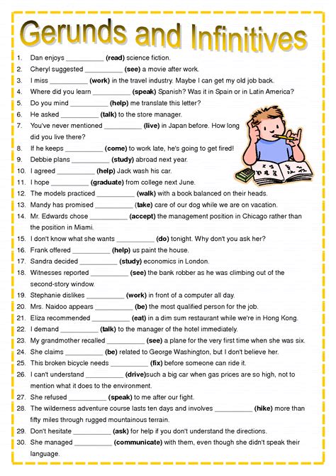 Infinitive Gerund Participle Exercises With Answers PDF