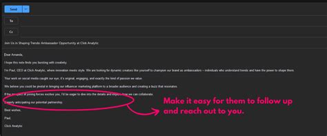 Influencer Email Template
