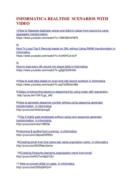 Informatica Real Time Scenarios With Answers Doc