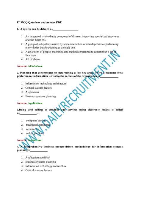 Information Technology Quiz Questions And Answers Mcq Reader