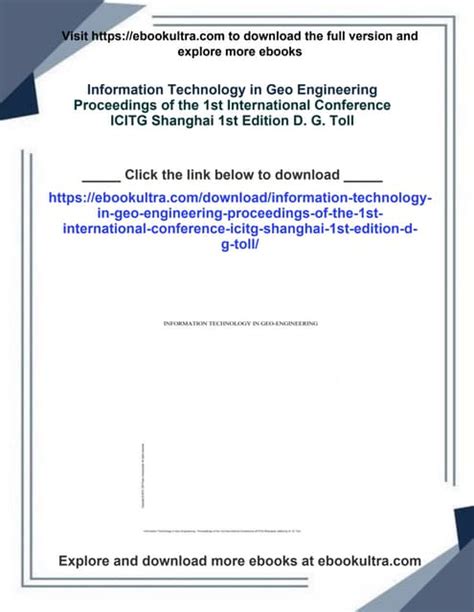 Information Technology in Geo-Engineering Proceedings of the 1st International Conference (ICITG) S Kindle Editon