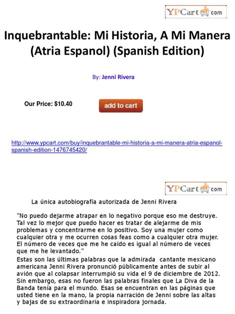 Inquebrantable Mi Historia A Mi Manera Atria Espanol Spanish Edition