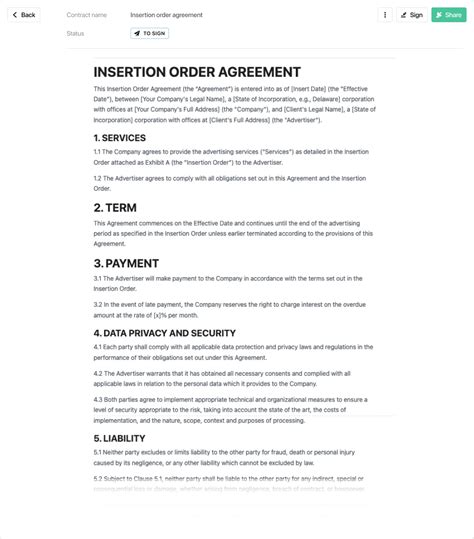 Insertion Order Template