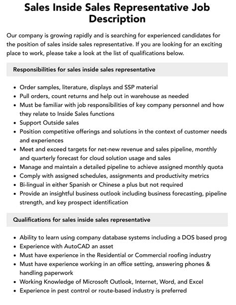 Inside Sales Job Description: A Comprehensive 5-Point Guide