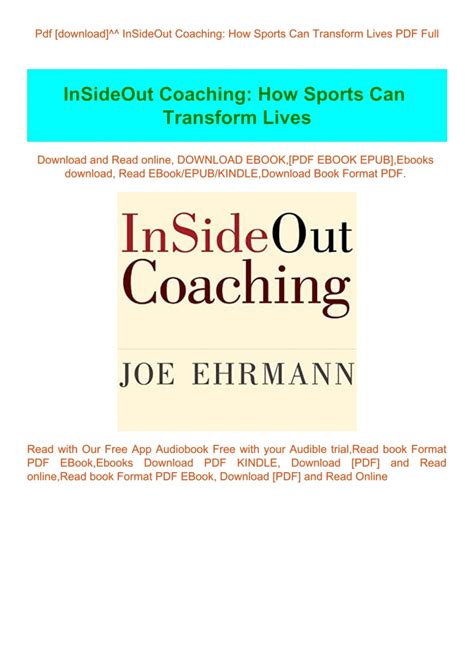 Inside-Out Coaching How Sports Can Transform the Lives of Your Athletes Epub