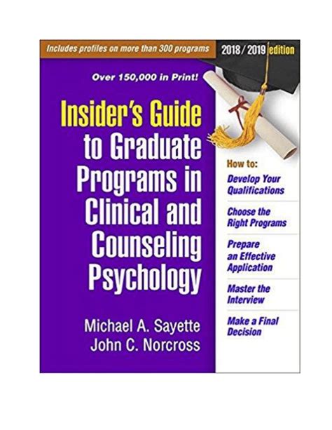 Insider s Guide to Graduate Programs in Clinical and Counseling Psychology 2008 2009 Edition INSIDER S GUIDE TO GRADUATE PROGRAMS IN CLINICAL PSYCHOLOGY PDF