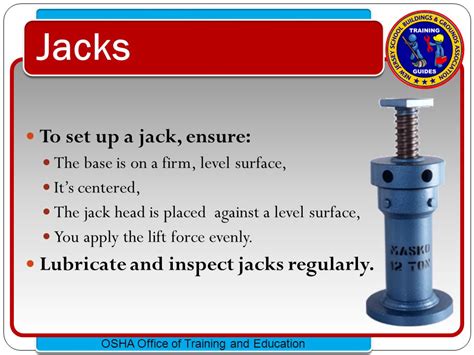 Inspect the jacks before use: