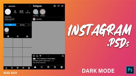 Instagram Profile Template Dark Mode