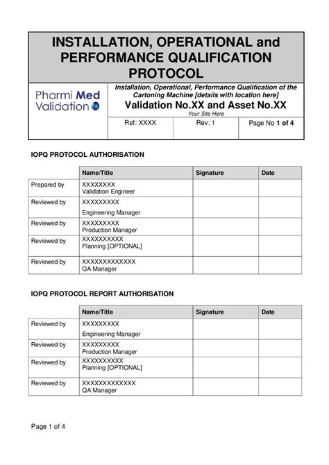Installation Qualification Template