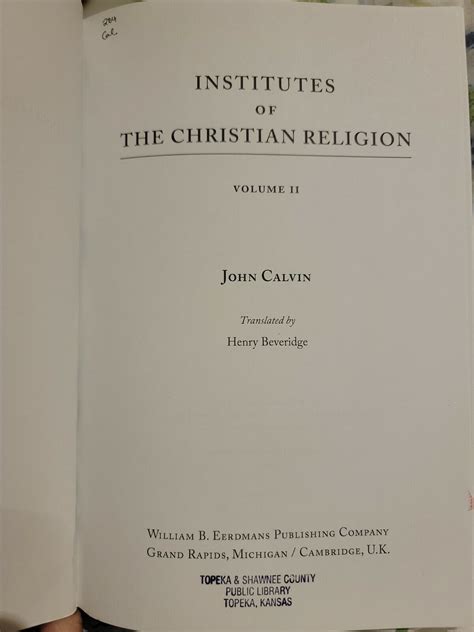 Institutes of the Christian Religion Book II Reader