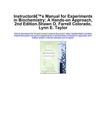 Instructors Solution Manual For Experiments In Biochemistry Epub