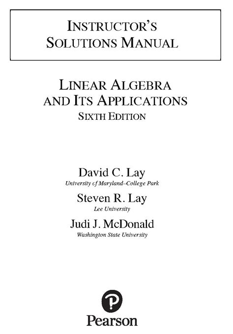 Instructors Solutions Manual Linear Algebra And Its Applications Doc