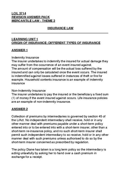 Insurance Law Answer PDF