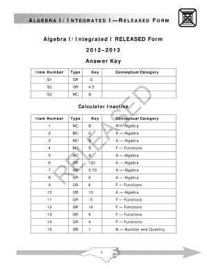 Integrated Algebra August 2013 Answer Key Reader