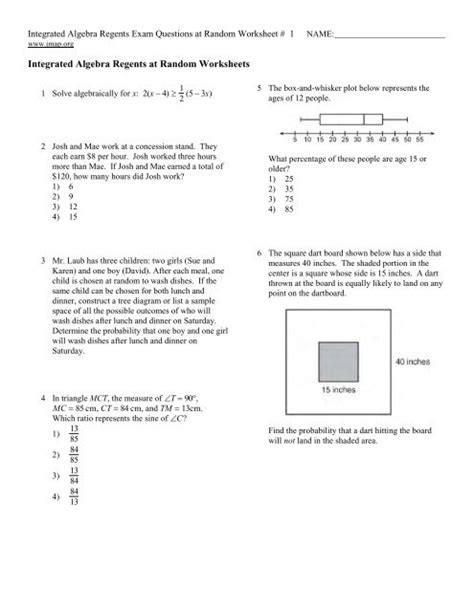 Integrated Algebra Regents Answer Key Reader