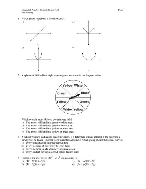 Integrated Algebra Regents Exam 0608 Answers PDF