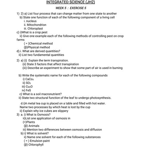 Integrated Science Questions An Answers Doc